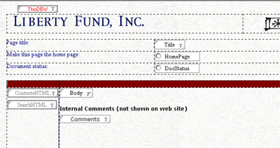 The home page in Designer