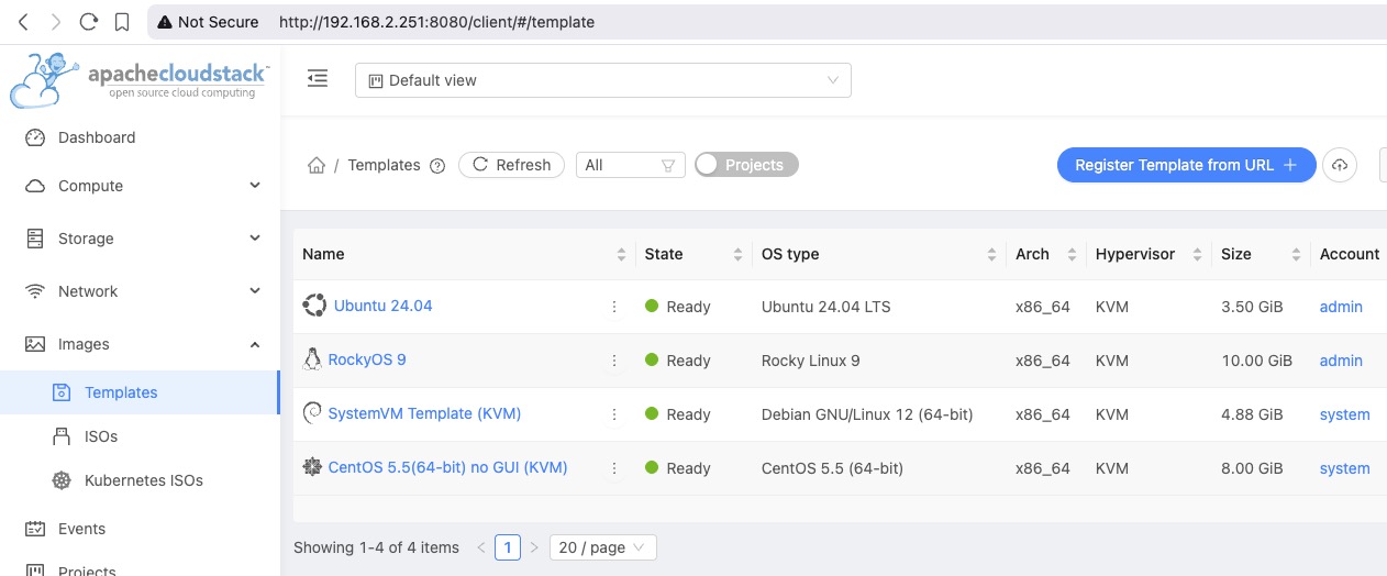 Apache Cloudstack Templates