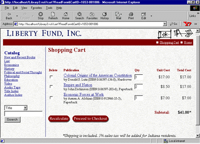 Sample shopping cart