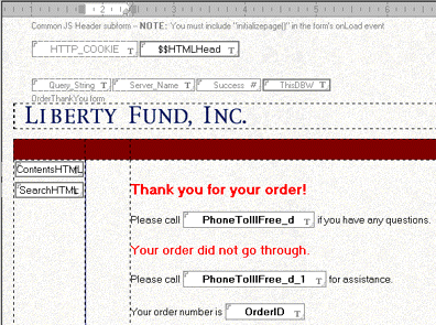 Order thank you in Designer